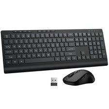 Wireless Keyboard and Mouse Combo, Full Size Quiet Key Computer Keyboard and ...