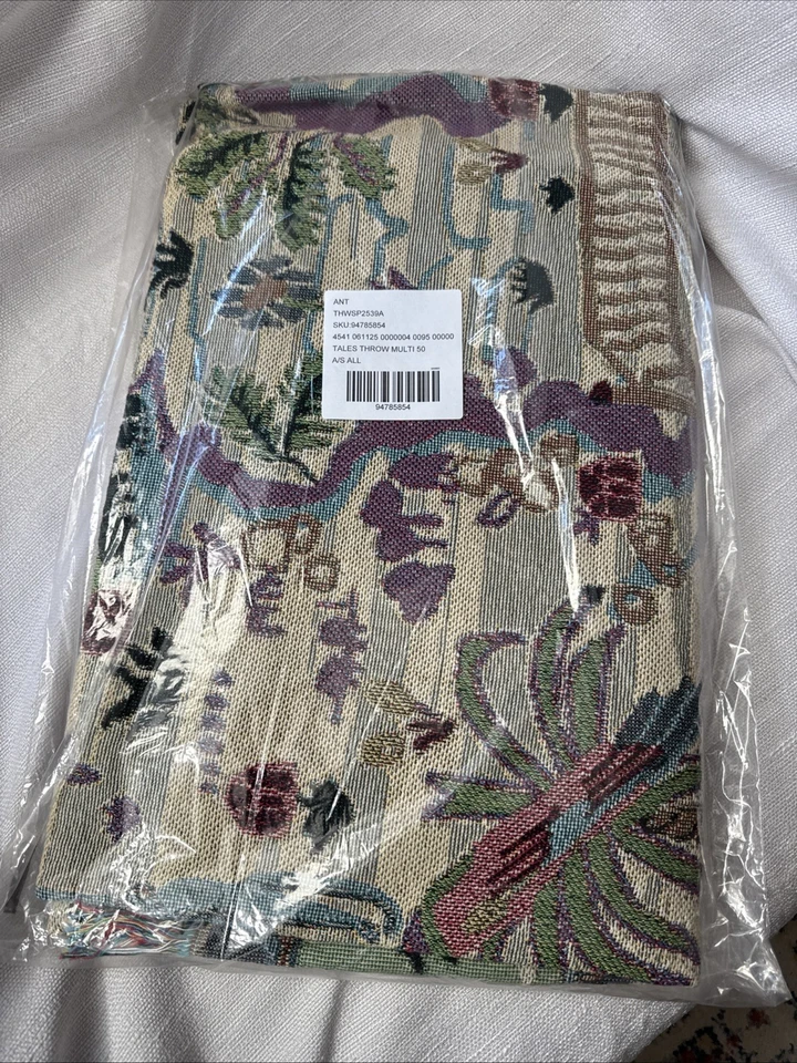 Anthropologie - Tales Cotton Woven Throw Blanket 50" x 70" - Multi New NWT Gift - Image 4 of 4