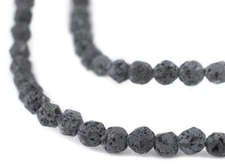 Grey Faceted Lava Beads 6mm Gemstone 15 Inch Strand
