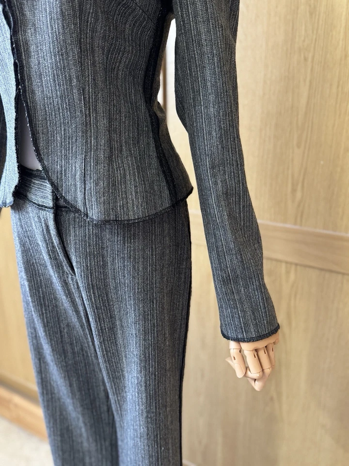 Pennyblack MaxMara Mujer Gris Lana Traje Chaqueta y Pantalones Pierna Ancha Reino Unido 10 Foto 2 de 4