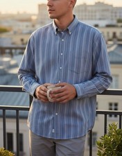Eddie Bauer Mens Size L Long Sleeve Button-Down Shirt Stain Wrinkle Resistant