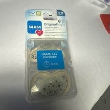 MAM Original Night 2-Pk Glow In The Dark Pacifiers Sterilizing Case 6-16Months