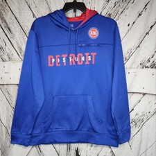 Mens NBA Detroit Pistons Pullover Hooded Sweatshirt Zipper Pocket Size XL Hoodie
