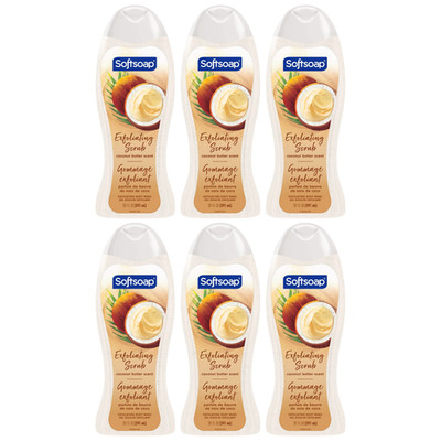 Softsoap Exfoliating Scrub Coconut Butter Scent Body Wash, 20oz (Pack of 6)