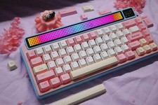 1.7mm Thickness Pink White Flower Cherry Profile Dye-sub PBT Keycap Set
