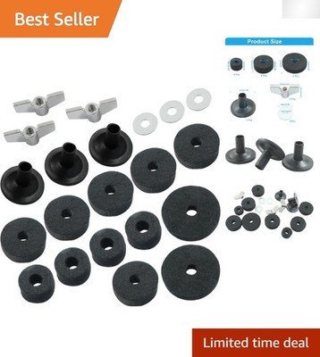 Complete 21-Piece Black Drum Cymbal Replacement Set with Hi-Hat Clutch & Washers