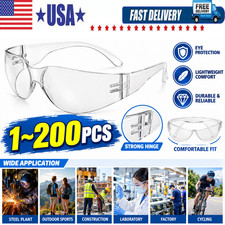 1-200 PAIR PACK Protective Safety Glasses Clear Lens Work UV ANSI Z87 Lot