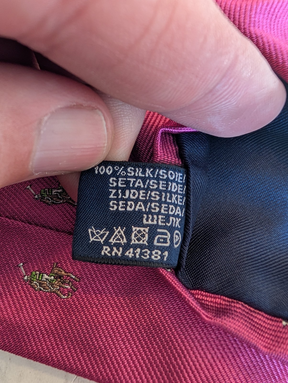 Polo Ralph Lauren Necktie Men 59" Classic Pink All over Pony's Silk Italy T16 thumbnail 7