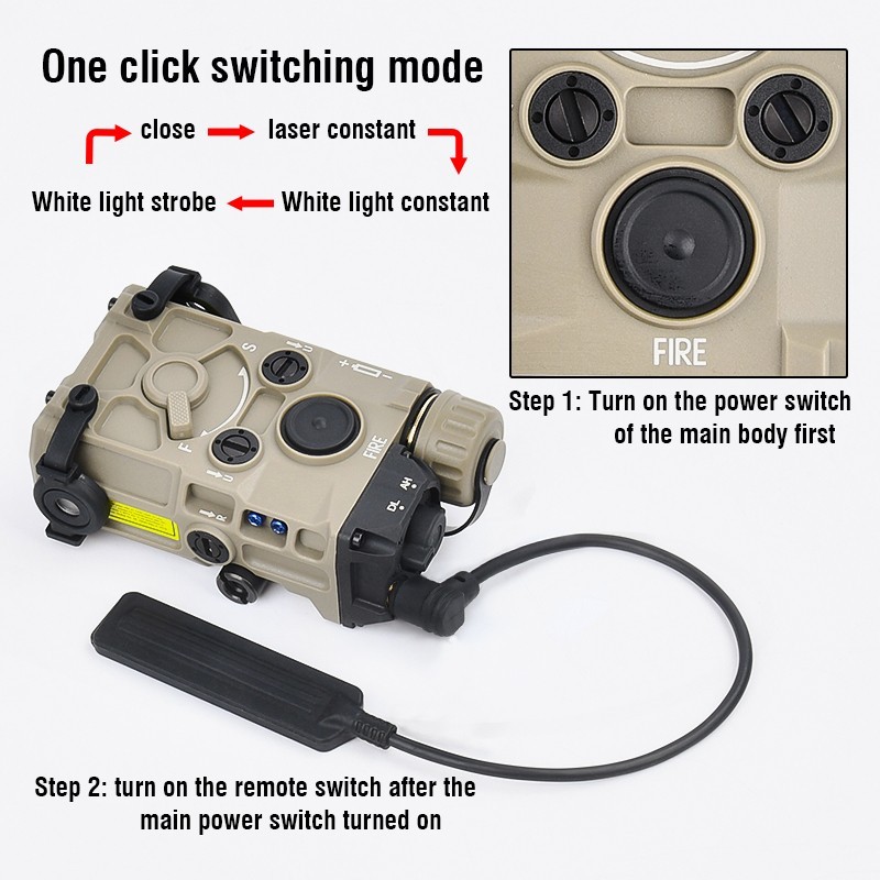 WADSN Tactical OGL On gun Laser Red Green Dot Aiming Flashlight White ...