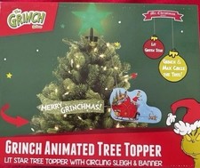 NIB  Dr Seuss Grinch Sleigh Christmas Tree Topper Merry Grinchmas ANIMATED Fun!