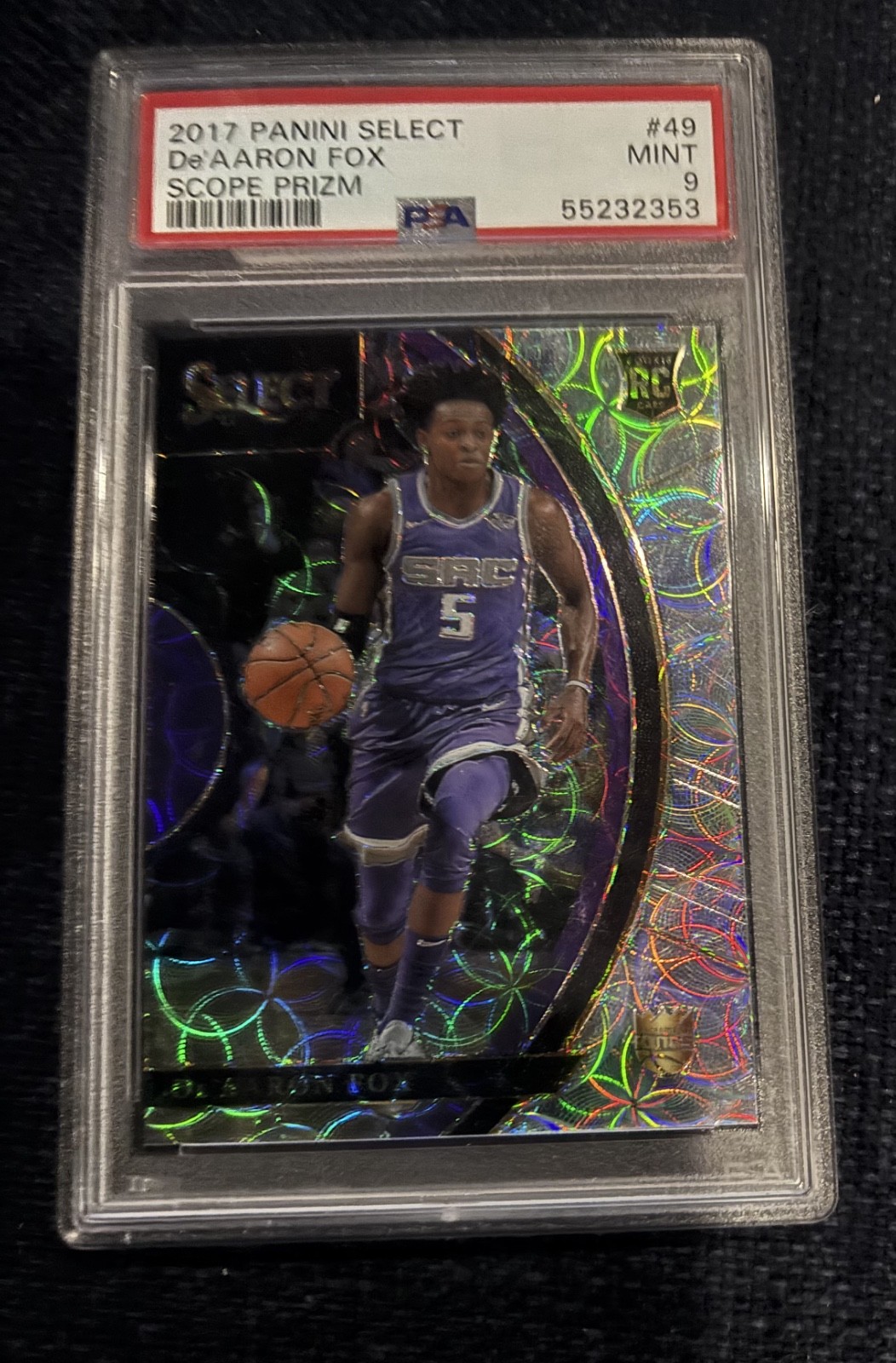 De'Aaron Fox 2017-18 Panini Select - Concourse - Scope Prizm #49 PSA9 RC