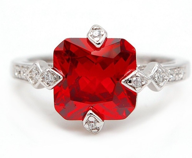  4CT Fire Garnet 925 Solid Sterling Silver Ring Jewelry Sz 7 I2-7