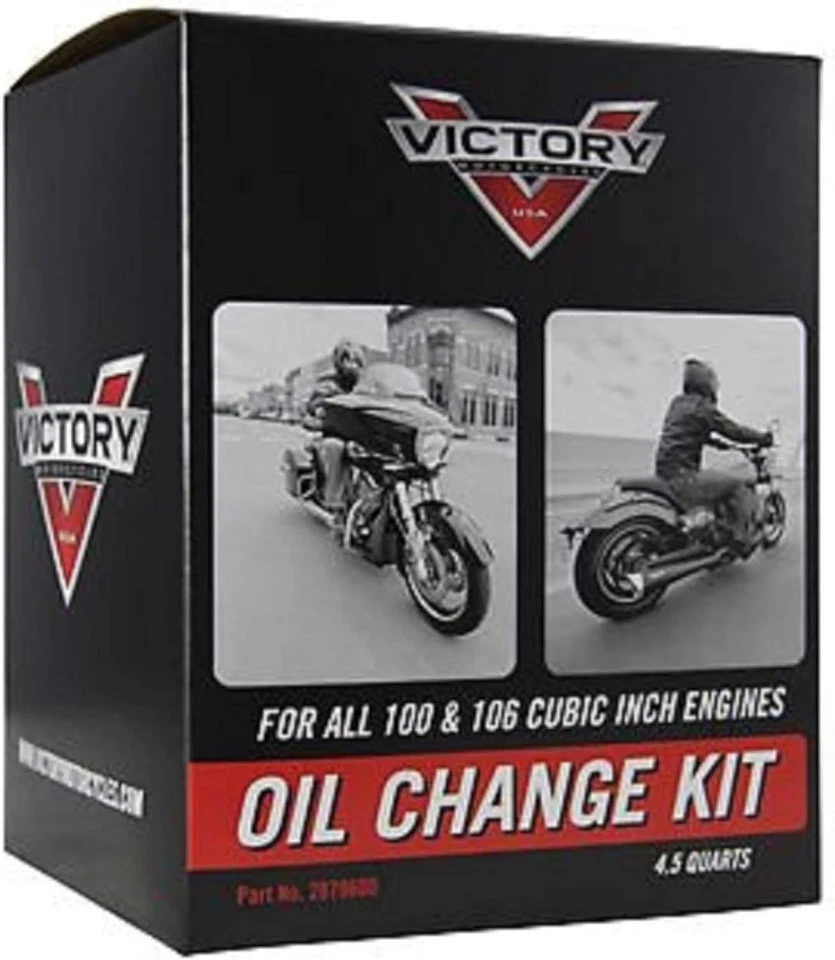 Kit de cambio de aceite Victory genuino para motocicleta: 4,5 cuartos semisintético y filtro Foto 3 de 4