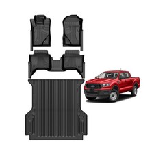 AOMSAZTO Floor Mats and 5FT Truck Bed Mat for 2024 2025 Ford Ranger SuperCrew...
