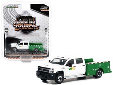 GreenLight 2018 Chevrolet Silverado 3500HD Dually Service Truck White and Green