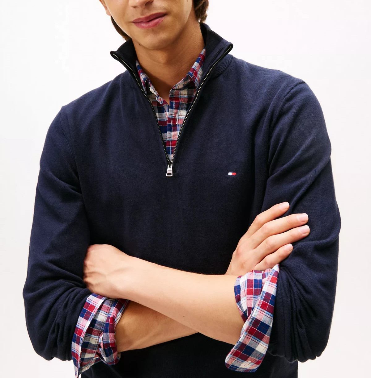 NWT Tommy Hilfiger Men's Regular Fit Essential Solid Classic Quarter-Zip Sweater image 6