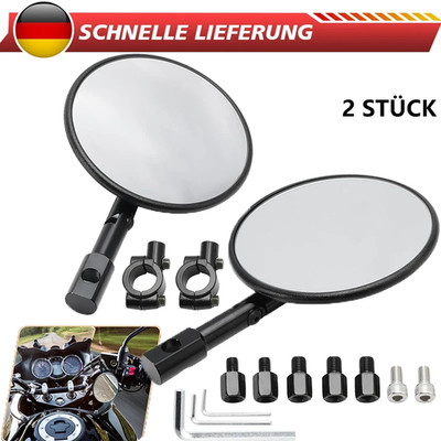 Lenkerendenspiegel Paar Kunststoff in schwarz rund e-geprüft 301-078 Supermoto -