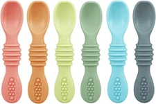PandaEar 6 Pack Silicone Baby Spoons Self Feeding 6 Months for Colorful 