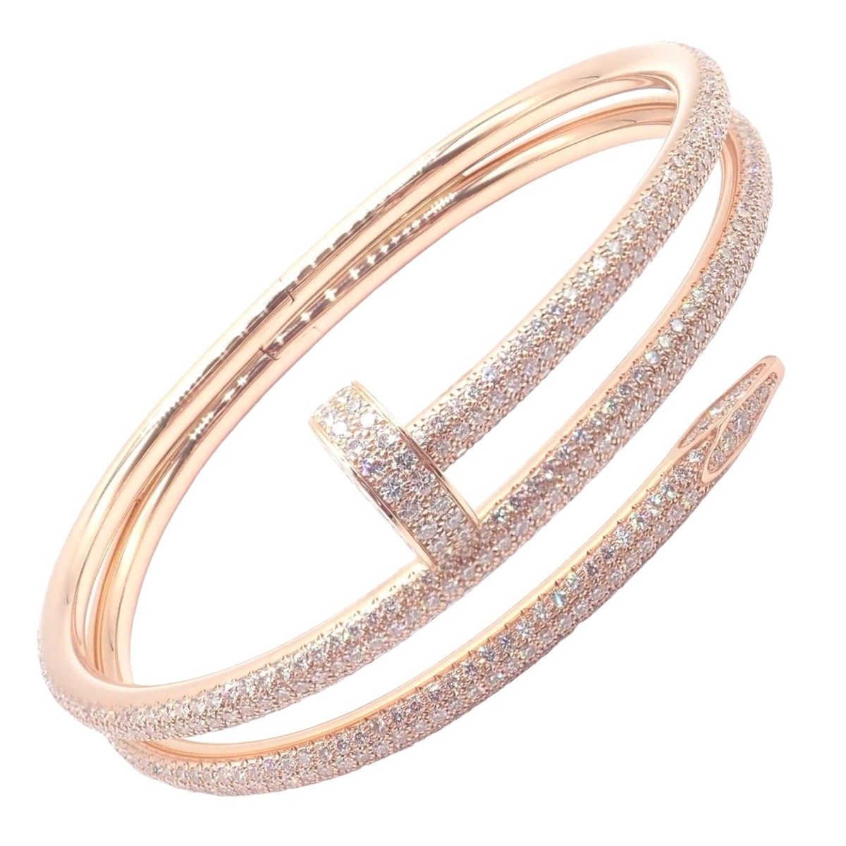 Cartier Juste un Clou Nail 18k Rose Gold Diamond Bangle Bracelet Size 16  Paper