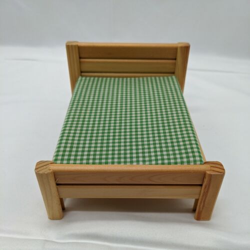Vintage X-Acto The House Of Miniatures Double Bed Green Plaid Matress For Dolls - Picture 2 of 10