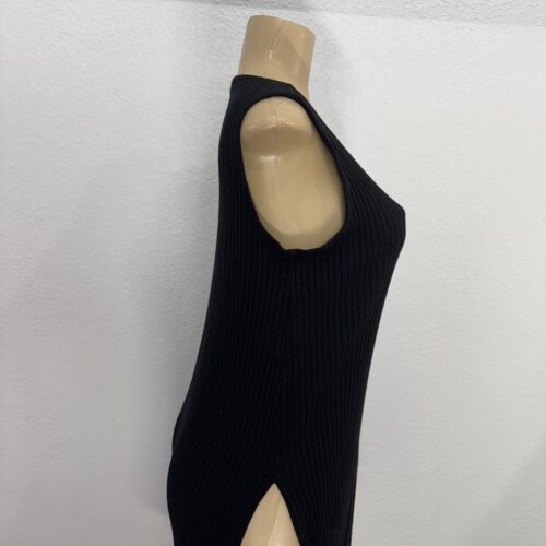 Eileen Fisher Tunika-Shirt gerippt schwarz tiefe Schlitze Seiten Damen Größe S Freizeit Top - Bild 2 von 12