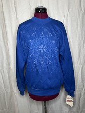 Vtg 80s NuBlend Jerzees Deadstock Blue Sweatshirt Let It Snow Graphic Sz M