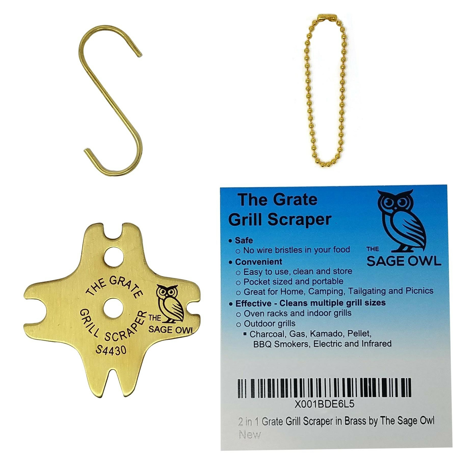 2 in 1 Grate Grill Scraper in Brass by The Sage Owl eBay