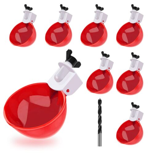 Professional Chicken Waterer Cups 8 Packs Large Chicken Water Feeder Tee Fitt...
