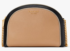 Kate Spade Morgan Beige Leather Double Zip Dome Chain Crossbody Bag K8964 NWT