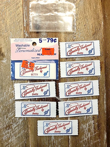 Vntg Specially Hand Made by Betty Sew in Woven Quilt or Clothing Labels 7+ Count