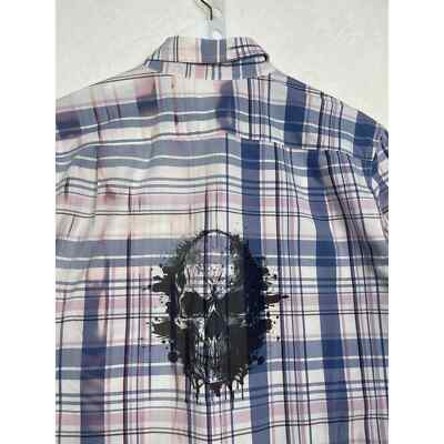 Half Bleached Skull on Back Button Up Shirt Size Large