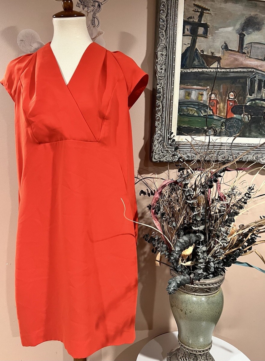 open lace back dress WHISTLES ORANGE SILK SHORT SLEEVE DRESS SIZE 14  Whispers Dress Agency