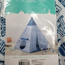 Pillowfort Kids Teepee Play Tent camping Blue green Sports 60" high 52" wide