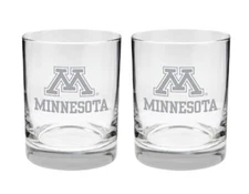Minnesota Golden Gophers 2-Sided, Satin Finish, Rock (Whiskey) Glass - Set of 2