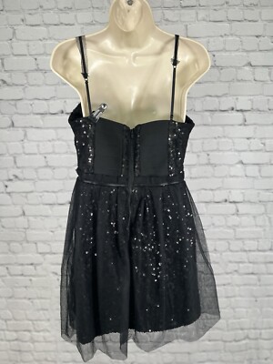 French Connection Black Sequin Mesh Spaghetti Strap Party Dress Size 8  *strap | eBay