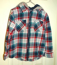 Wonder Nation Boys Hooded Plaid Blue Red White Gray Jacket M Medium Size 8