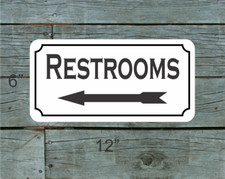 RESTROOMS with Left Black Arrow Metal Sign