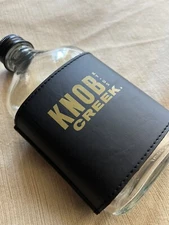 Knob Creek Bourbon Leather Wrapped Glass 200ml Flask *BRAND NEW IN WRAPPER*