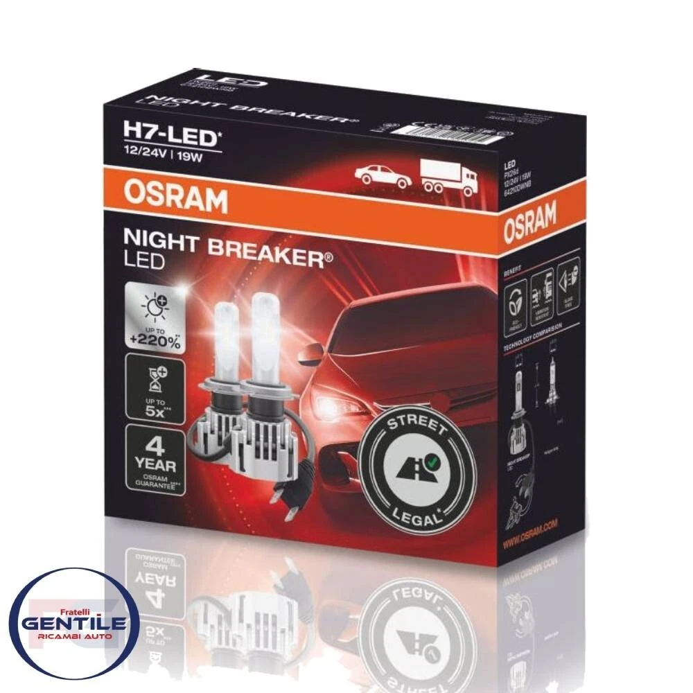 Osram Night Breaker Pair LED Lamps H7 +220% Homologated 6000K