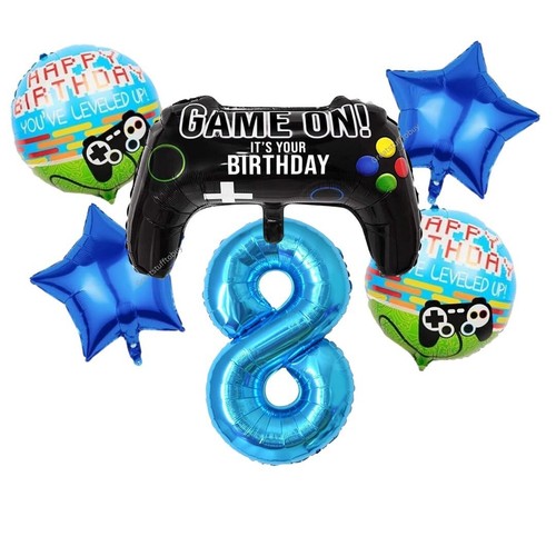 Boys Gaming Foil balloons Blue Age set game controller birthday party decoration - Picture 13 of 27