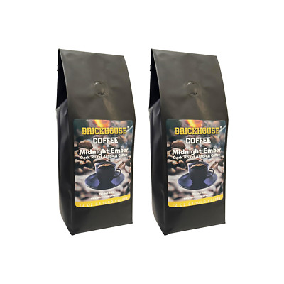Brickhouse Midnight Ember, 100% Arabica Dark Roast Ground Coffee, 2 x 12oz Bags