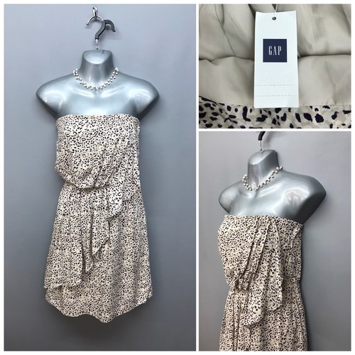 NEW Gap Beige Mix Animal Print Strapless Dress UK 14 EUR 42 RRP £45.95 - 第 1/12 張圖片