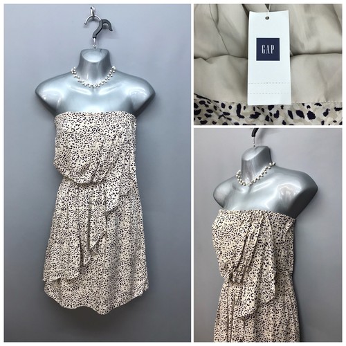 NEW Gap Beige Mix Animal Print Strapless Dress UK 14 EUR 42 RRP £45.95 - Picture 1 of 12