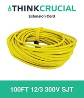 100ft Extension Cord 12/3 300v Sjt; Heavy Duty, Durable And Flexible For Indoor/ on sale 100ft Extension Cord 12/3 300v Sjt; Heavy Duty, Durable And Flexible For Indoor/ on sale