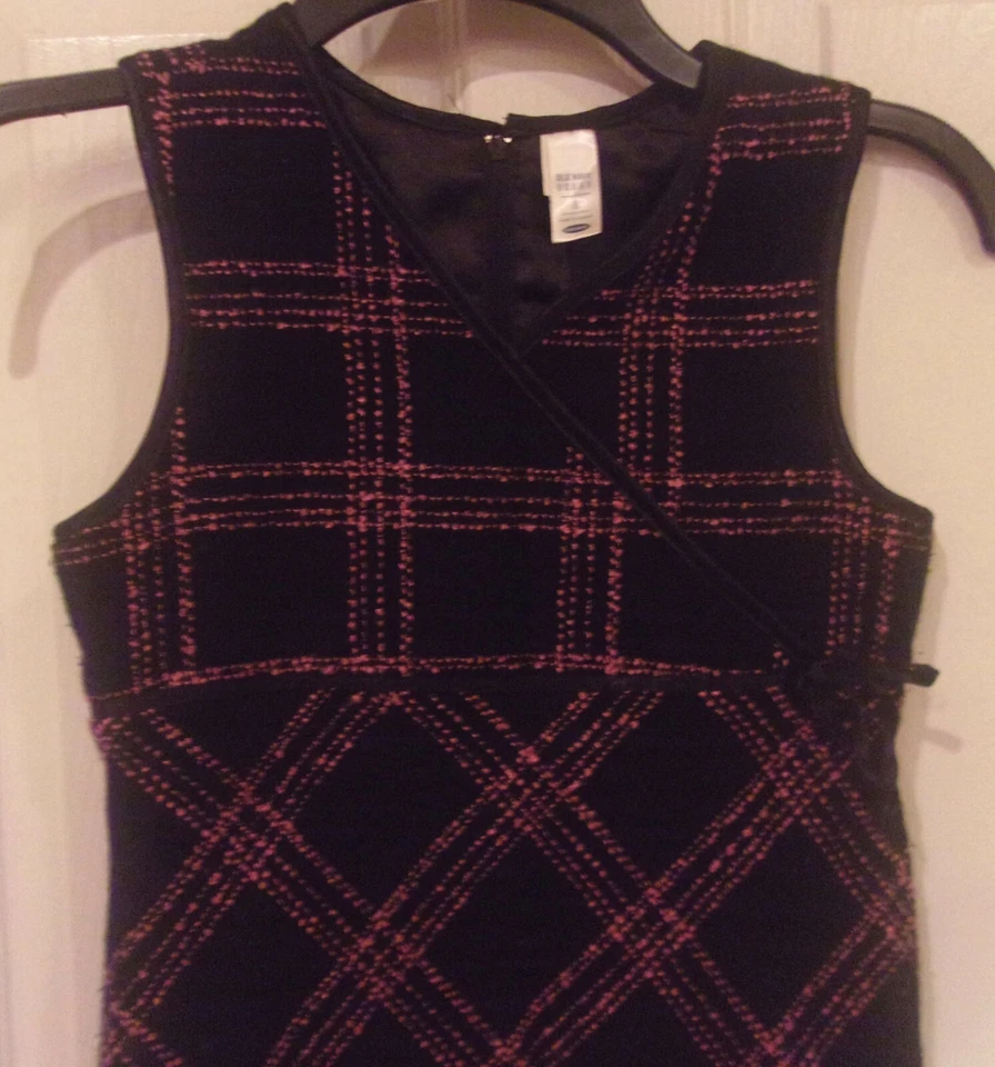 Niñas ANTIGUO AZUL MARINO ~ VESTIDO SUÉTER NEGRO ROSA ~ talla 8 ~ NUEVO ~ fiesta ~ línea A $35 Foto 2 de 4