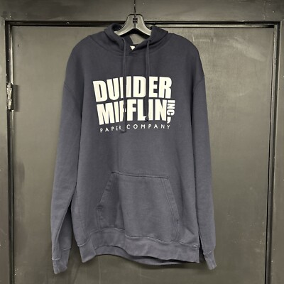 The Office Dunder Mifflin Hoodie Mens L Sweatshirt Navy Blue