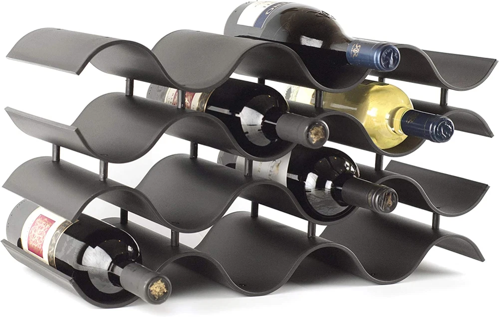 Bariboo Wine Rack. Stackable Countertop Bottle Stand. 12 Bottles