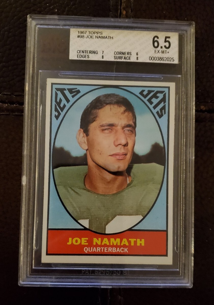 1967 Topps Milton Bradley, Joe Namath #98 Beckett Graded 6.5 EX