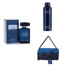 Perry Ellis“ Aqua Extreme” TRIO(EDT 3.4 oz/Body Spray & Duffle Bag(NEW & SEALED)