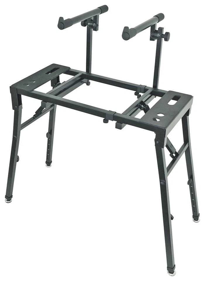 Soporte de teclado Rockville PKS40 estilo plataforma 2 niveles altura ajustable + ancho